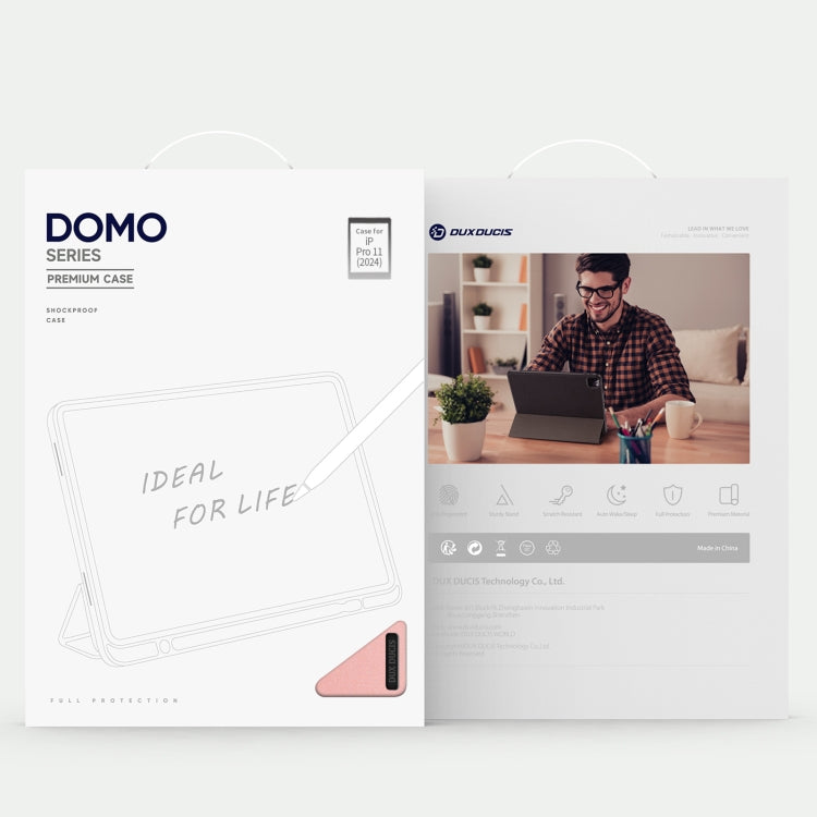 For iPad Pro 11 2024 DUX DUCIS Domo Series Cloth Texture Magnetic Leather Tablet Case(Pink) - iPad Pro 11 2024 Cases by DUX DUCIS | Online Shopping South Africa | PMC TechLife | Buy Now Pay Later Mobicred