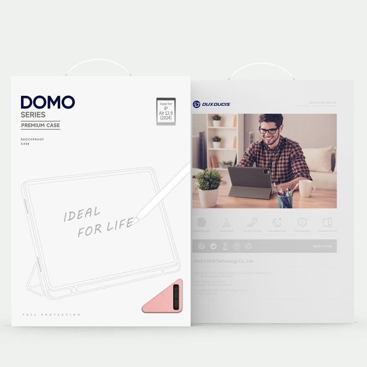 For iPad Air 13 2024 / 2025 DUX DUCIS Domo Series Cloth Texture Magnetic Leather Tablet Case(Pink) - free shipping - PMC TechLife - Order now!