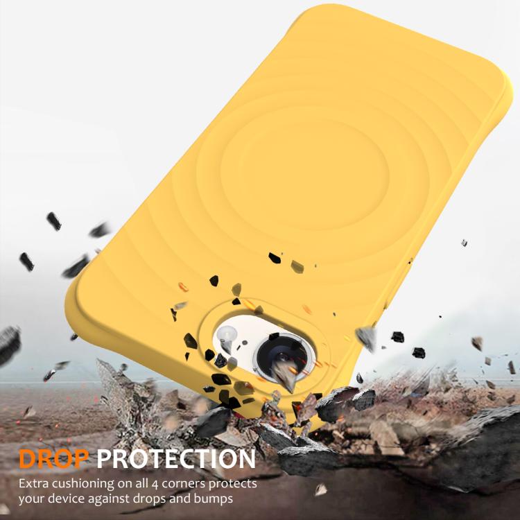 For iPhone 16e Wave Texture MagSafe Magnetic Liquid Silicone Phone Case(Yellow) - iPhone 16e Cases by PMC TechLife | Online Shopping South Africa | PMC TechLife | Buy Now Pay Later Mobicred
