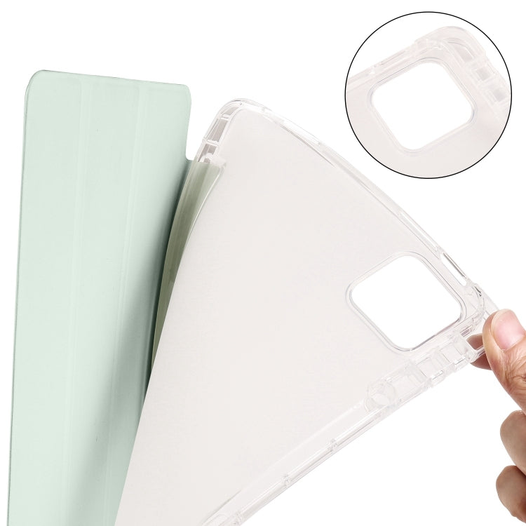 For iPad Air 13 2024 3-fold Clear TPU Smart Leather Tablet Case with Pen Slot(Light Green) - iPad Air 13 2024 Cases by PMC TechLife | Online Shopping South Africa | PMC TechLife | Buy Now Pay Later Mobicred