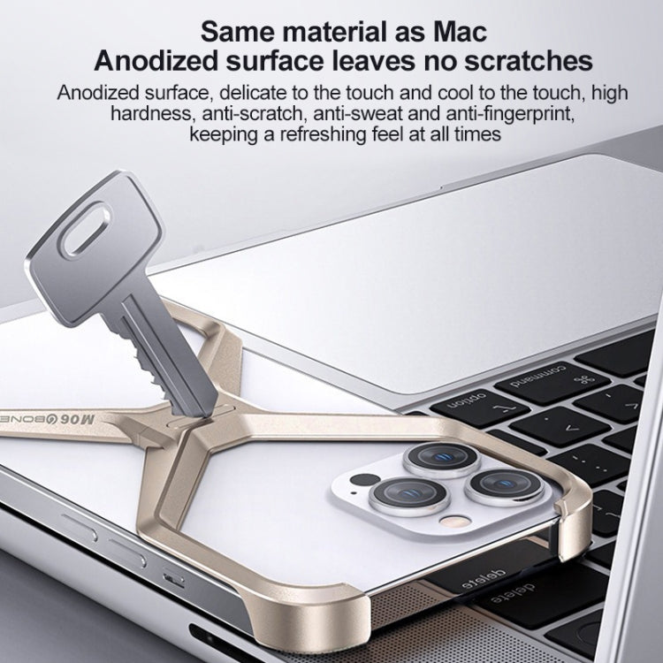 For iPhone 15 Pro Frameless X-shaped Metal Phone Case(Titanium Gold) - free shipping - PMC Jewellery - Order now!