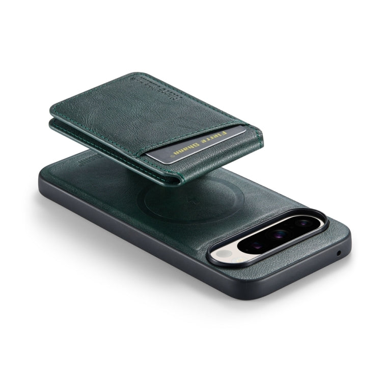 For Google Pixel 9 Pro Fierre Shann Cowhide Vertical Flip Magnetic Card Holder Phone Case(Green) - free shipping - PMC TechLife - Order now!