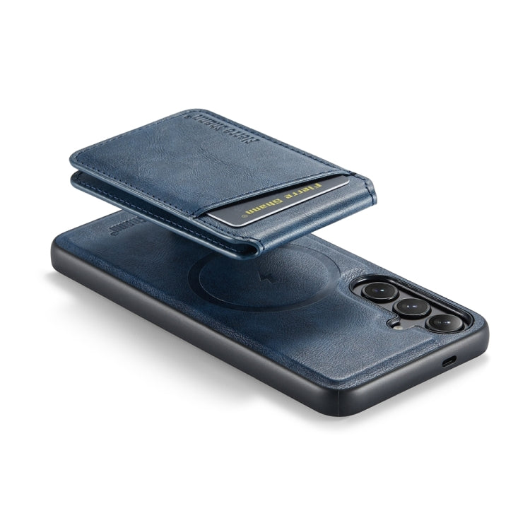 For Samsung Galaxy S24+ 5G Fierre Shann Cowhide Vertical Flip Magnetic Card Holder Phone Case(Blue) - Galaxy S24+ 5G Cases by FIERRE SHANN | Online Shopping South Africa | PMC Jewellery | Buy Now Pay Later Mobicred