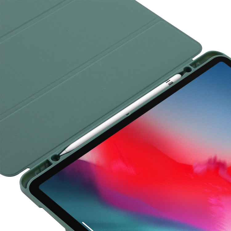 For iPad Pro 11 2024 Skin Feel Tri-fold Leather Tablet Case with Pen Slot(Dark Green) - iPad Pro 11 2024 Cases by PMC TechLife | Online Shopping South Africa | PMC TechLife | Buy Now Pay Later Mobicred