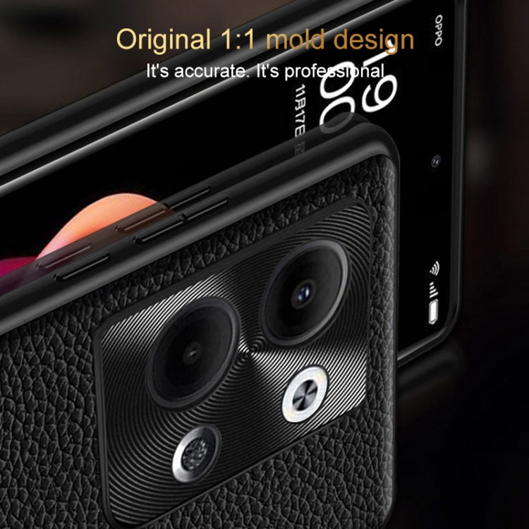 For OPPO Reno9 Pro Genuine Leather Litchi Texture Phone Case(Coffee) - OPPO Cases by PMC TechLife | Online Shopping South Africa | PMC TechLife | Buy Now Pay Later Mobicred