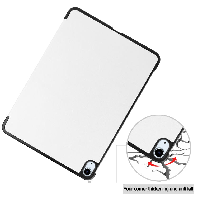 For iPad Air 11 2025 / 2024 Custer Pure Color 3-Fold Holder Smart Leather Tablet Case(White) - iPad Air 11 2025 / 2024 Cases by PMC TechLife | Online Shopping South Africa | PMC TechLife | Buy Now Pay Later Mobicred