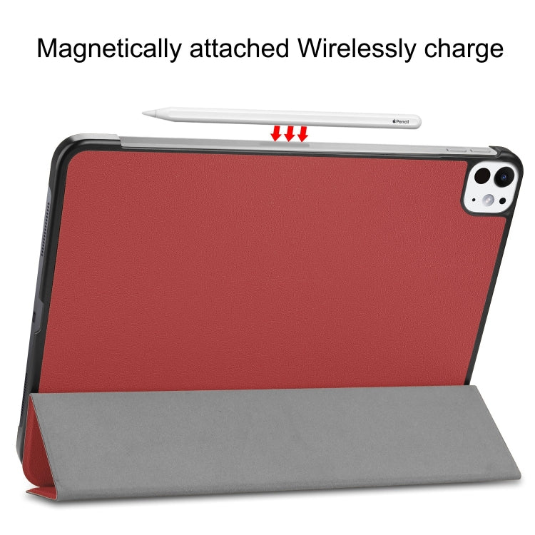 For iPad Pro 11 2024 Custer Pure Color 3-Fold Holder Smart Leather Tablet Case(Wine Red) - iPad Pro 11 2024 Cases by PMC TechLife | Online Shopping South Africa | PMC TechLife | Buy Now Pay Later Mobicred