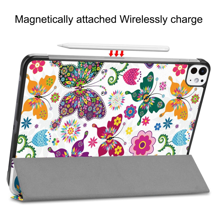 For iPad Pro 11 2024 Custer Painted 3-Fold Holder Smart Leather Tablet Case(Color Butterfly) - free shipping - PMC TechLife - Order now!