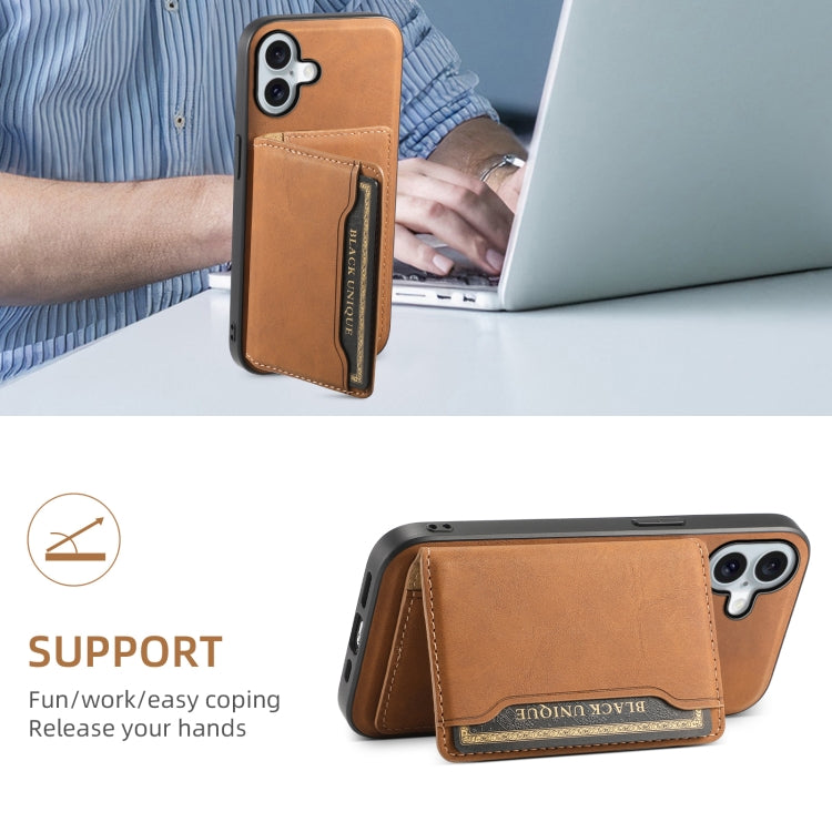 For iPhone 16 Denior D13 Retro Texture Leather MagSafe Card Bag Phone Case(Brown) - free shipping - PMC TechLife - Order now!