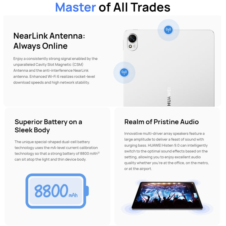 HUAWEI MatePad 11.5S PaperMatte Edition WIFI, 8GB+256GB, HarmonyOS 4.2 Hisilicon Kirin 9000WL, Not Support Google Play(Blue) - free shipping - PMC TechLife - Order now!