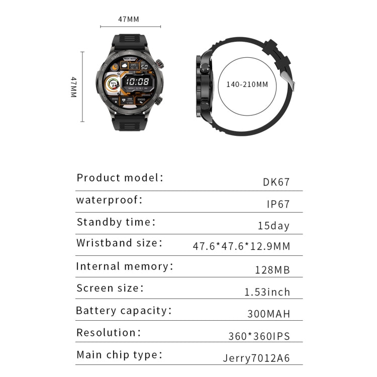 DK67 1.53 inch IP67 BT 5.0 Fitness Sport Smart Watch, Support Bluetooth Call / Sleep / Blood Oxygen / Heart Rate / Blood Pressure Health Monitor(Brown) - Smart Watches by PMC TechLife | Online Shopping South Africa | PMC TechLife | Buy Now Pay Later Mobicred