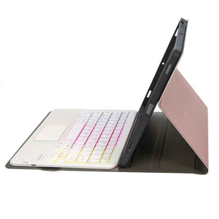 For iPad Pro 11 2024 A13B-AS Lambskin Texture Backlight Bluetooth Touch Keyboard Leather Tablet Case with Pen Slot(Rose Gold) - For iPad Pro by PMC TechLife | Online Shopping South Africa | PMC TechLife | Buy Now Pay Later Mobicred
