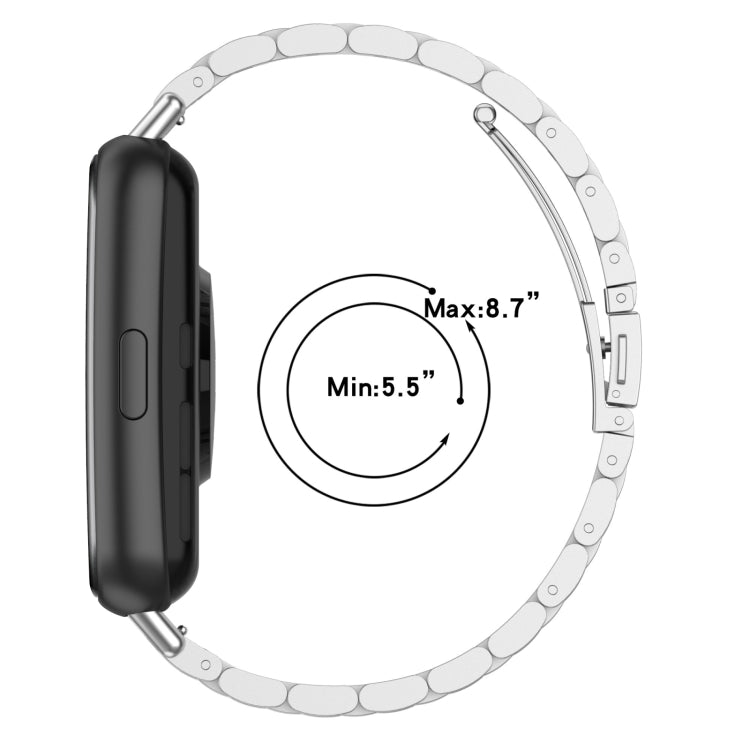 For Huawei Watch Fit 3 Three Bead Stainless Steel Metal Watch Band(Black Red) - Watch Bands by PMc TechLife | Online Shopping South Africa | PMc TechLife | Buy Now Pay Later Mobicred
