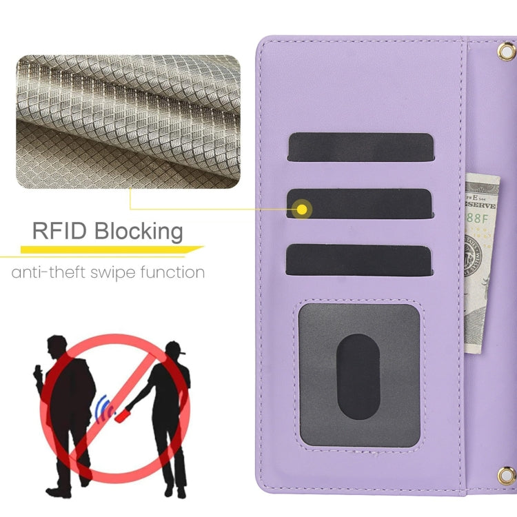 For Samsung Galaxy S24 Ultra 5G Crossbody Multifunction Rhombic Leather Phone Case(Purple) - Galaxy S24 Ultra 5G Cases by PMC Jewellery | Online Shopping South Africa | PMC Jewellery | Buy Now Pay Later Mobicred