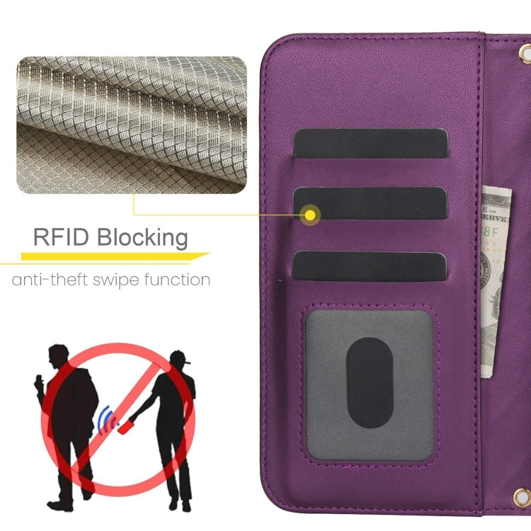 For Samsung Galaxy S24+ 5G Crossbody Multifunction Rhombic Leather Phone Case(Dark Purple) - Galaxy S24+ 5G Cases by PMC Jewellery | Online Shopping South Africa | PMC Jewellery | Buy Now Pay Later Mobicred