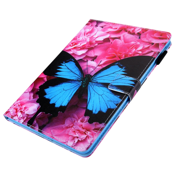 For iPad Pro 11 2024 Colored Drawing Leather Smart Tablet Case(Red Flower Blue Butterfly) - iPad Pro 11 2024 Cases by PMC TechLife | Online Shopping South Africa | PMC TechLife | Buy Now Pay Later Mobicred
