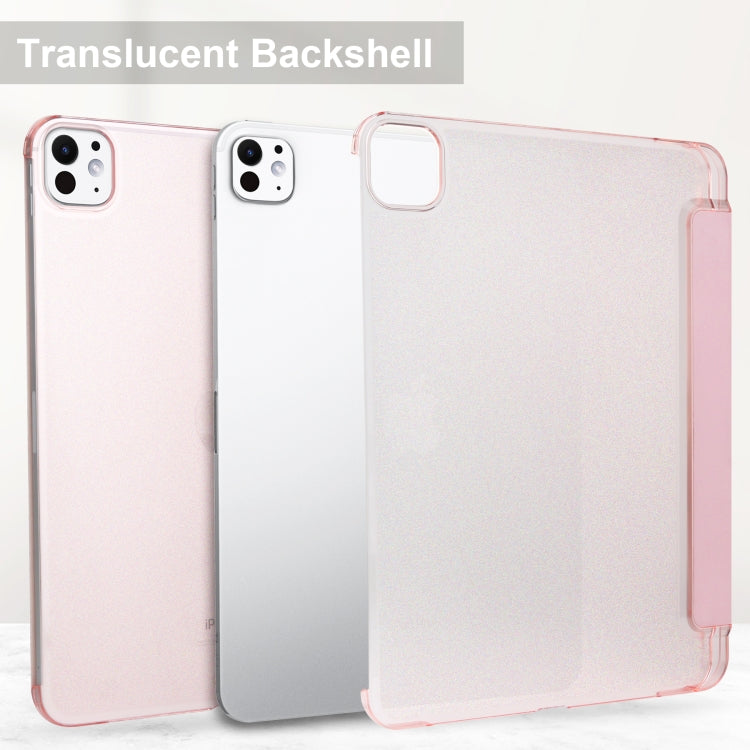 For iPad Pro 11 2024 3-fold Semi-transparent Frosted Smart Leather Tablet Case(Rose Gold) - iPad Pro 11 2024 Cases by PMC TechLife | Online Shopping South Africa | PMC TechLife | Buy Now Pay Later Mobicred