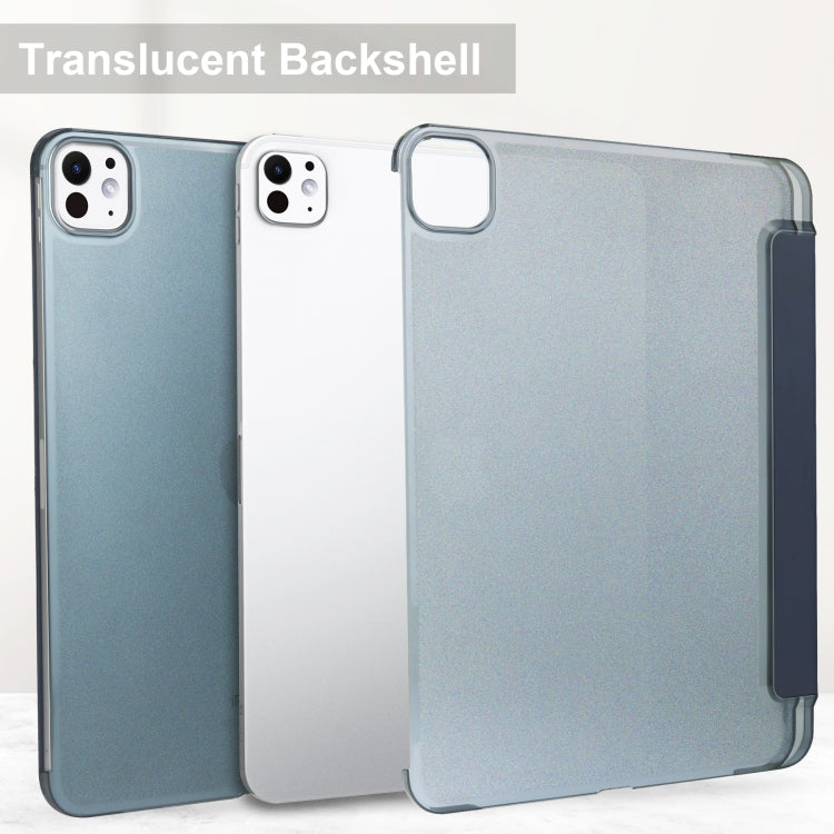 For iPad Pro 13 2024 3-fold Semi-transparent Frosted Smart Leather Tablet Case(Dark Blue) - iPad Pro 13 2024 Cases by PMC TechLife | Online Shopping South Africa | PMC TechLife | Buy Now Pay Later Mobicred