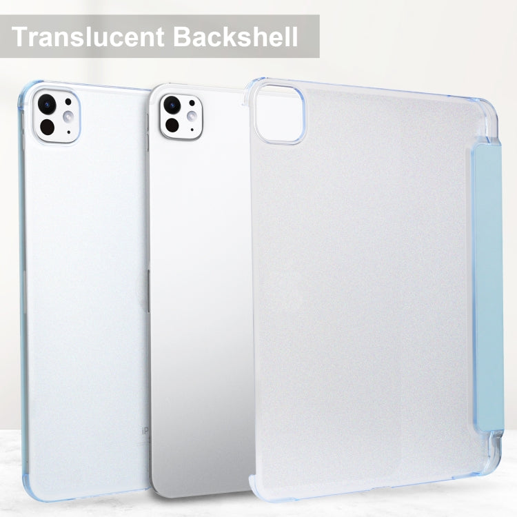 For iPad Pro 13 2024 3-fold Semi-transparent Frosted Smart Leather Tablet Case(Sky Blue) - iPad Pro 13 2024 Cases by PMC TechLife | Online Shopping South Africa | PMC TechLife | Buy Now Pay Later Mobicred
