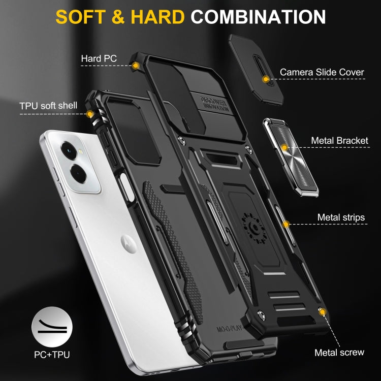 For Motorola Moto G Power 2024 Armor PC + TPU Camera Shield Phone Case(Black) - Motorola Cases by PMC Jewellery | Online Shopping South Africa | PMC Jewellery | Buy Now Pay Later Mobicred