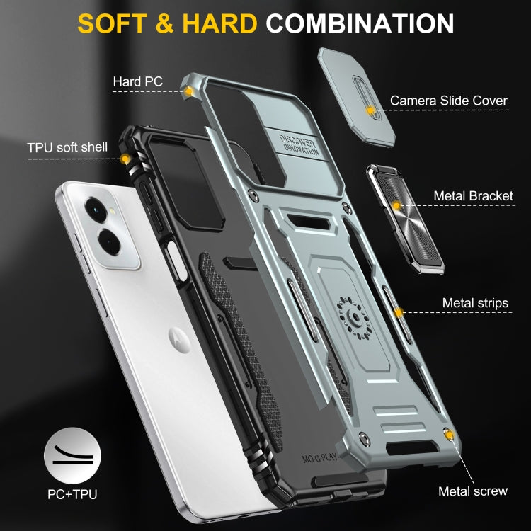 For Motorola Moto G Stylus 5G 2024 Armor PC + TPU Camera Shield Phone Case(Grey) - Motorola Cases by PMC Jewellery | Online Shopping South Africa | PMC Jewellery | Buy Now Pay Later Mobicred