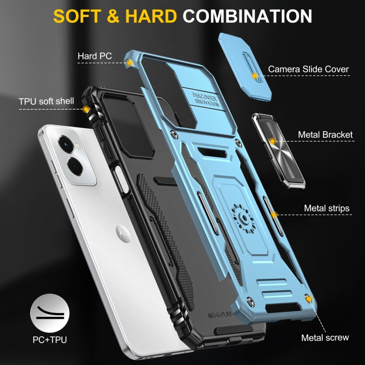 For Motorola Moto G Stylus 5G 2024 Armor PC + TPU Camera Shield Phone Case(Light Blue) - Motorola Cases by PMC Jewellery | Online Shopping South Africa | PMC Jewellery | Buy Now Pay Later Mobicred