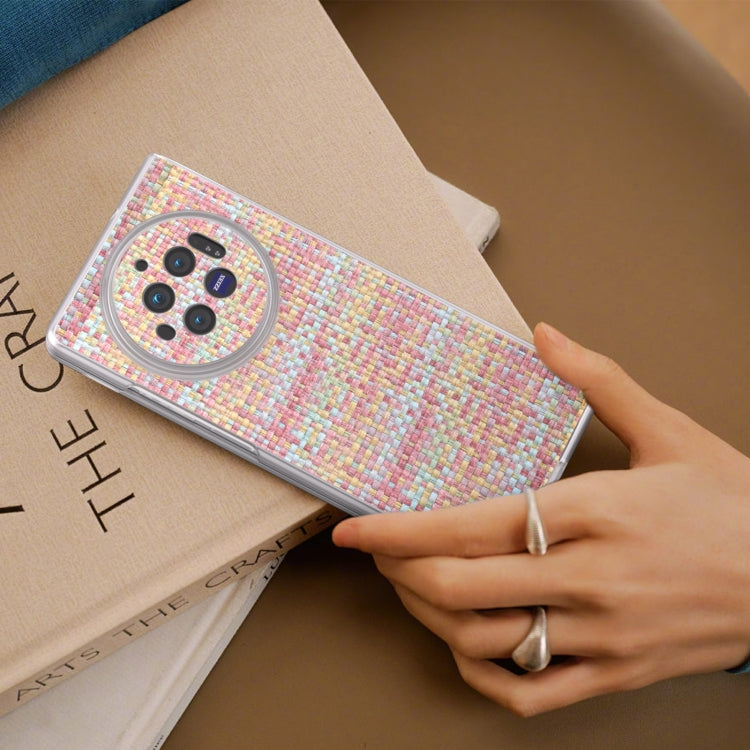 For vivo X Fold3 Colorful Rhombic Texture Frosted Translucent Frame PU Phone Case(Pink) - free shipping - PMC TechLife - Order now!
