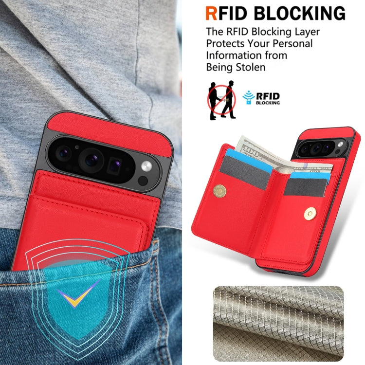 For Google Pixel 9 Pro XL RFID Anti-theft Card Ring Holder Phone Case(Red) - Google Cases by PMC TechLife | Online Shopping South Africa | PMC TechLife | Buy Now Pay Later Mobicred