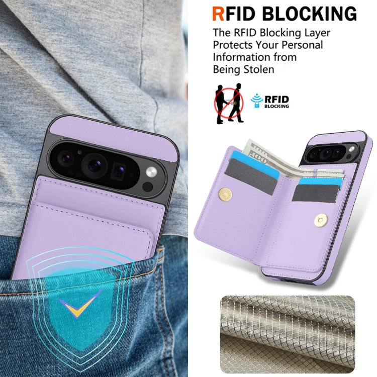 For Google Pixel 9 Pro XL RFID Anti-theft Card Ring Holder Phone Case(Purple) - Google Cases by PMC TechLife | Online Shopping South Africa | PMC TechLife | Buy Now Pay Later Mobicred