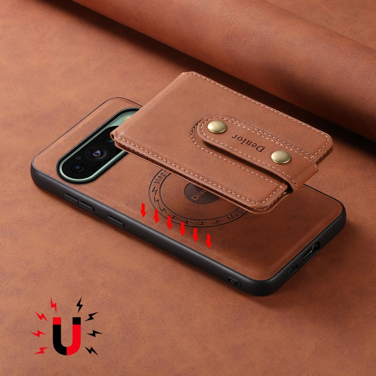 For Google Pixel 9 Denior D14 NK Retro Pattern MagSafe Magnetic Card Holder Leather Phone Case(Brown) - Google Cases by Denior | Online Shopping South Africa | PMC TechLife | Buy Now Pay Later Mobicred