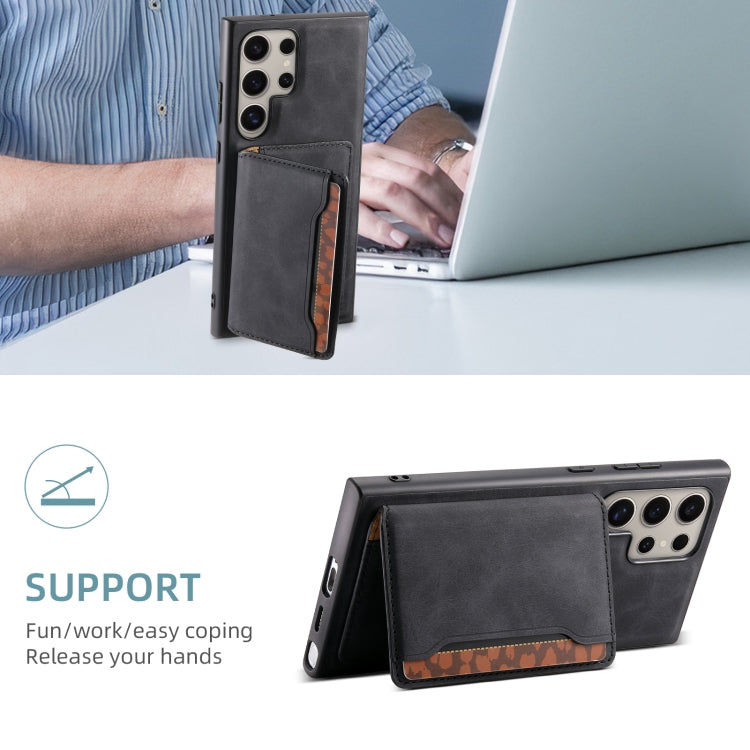 For Samsung Galaxy S24 Ultra 5G Denior D13 Retro Texture Leather MagSafe Card Bag Phone Case(Black) - free shipping - PMC Jewellery - Order now!
