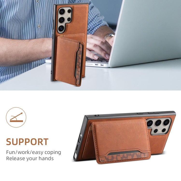 For Samsung Galaxy S24 Ultra 5G Denior D13 Retro Texture Leather MagSafe Card Bag Phone Case(Brown) - free shipping - PMC Jewellery - Order now!