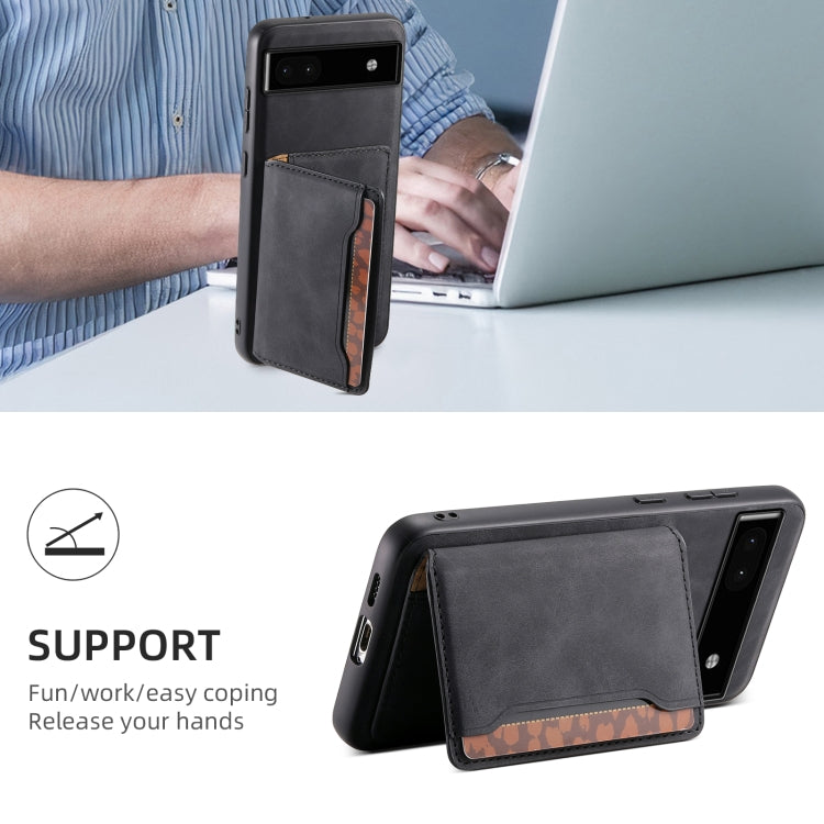 For Google Pixel 6a Denior D13 Retro Texture Leather MagSafe Card Bag Phone Case(Black) - free shipping - PMC TechLife - Order now!