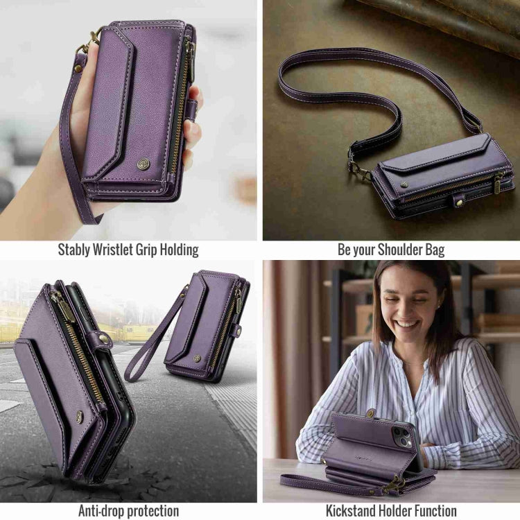 For iPhone 11 Pro CaseMe C36 Card Slots Zipper Wallet RFID Anti-theft Leather Phone Case(Purple) - free shipping - PMC Jewellery - Order now!