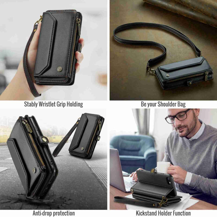 For iPhone 8 / 7 / 6 CaseMe C36 Card Slots Zipper Wallet RFID Anti-theft Leather Phone Case(Black) - free shipping - PMC Jewellery - Order now!