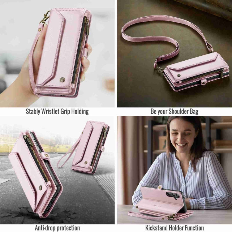 For Samsung Galaxy A14 5G / 4G CaseMe C36 Card Slots Zipper Wallet RFID Anti-theft Leather Phone Case(Pink) - free shipping - PMC Jewellery - Order now!