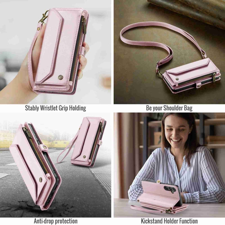 For Samsung Galaxy A24 CaseMe C36 Card Slots Zipper Wallet RFID Anti-theft Leather Phone Case(Pink) - free shipping - PMC Jewellery - Order now!