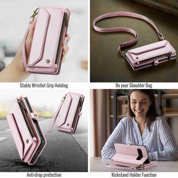 For Samsung Galaxy S10 CaseMe C36 Card Slots Zipper Wallet RFID Anti-theft Leather Phone Case(Pink) - free shipping - PMC Jewellery - Order now!
