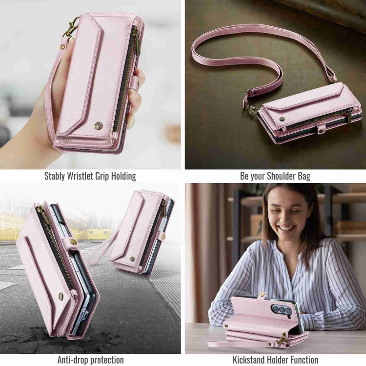 For Samsung Galaxy Z Fold5 CaseMe C36 Card Slots Zipper Wallet RFID Anti-theft Leather Phone Case(Pink) - free shipping - PMC Jewellery - Order now!