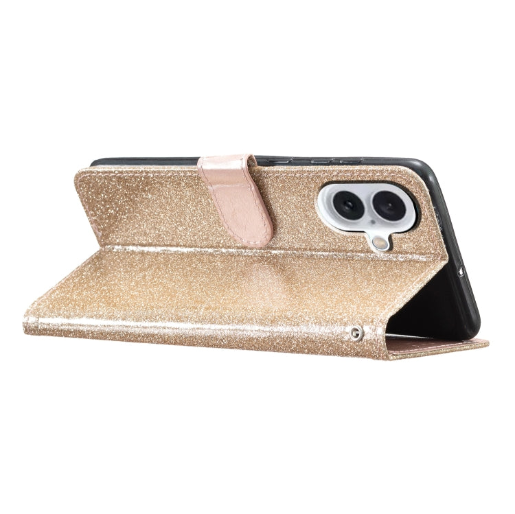 For iPhone 16 Glitter Powder Flip Leather Phone Case(Gold) - iPhone 16 Cases by PMC TechLife | Online Shopping South Africa | PMC TechLife | Buy Now Pay Later Mobicred