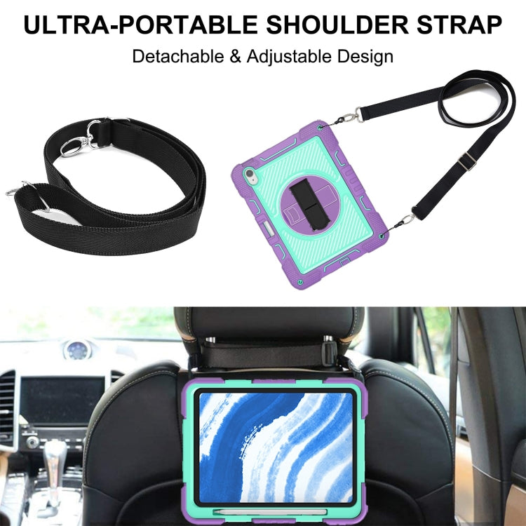 For iPad Air 11 2024 / Air 2022 10.9 360 Degree Rotation PC Contrast Silicone Tablet Case(Purple + Mint Green) - iPad Air 11 2024 Cases by PMC TechLife | Online Shopping South Africa | PMC TechLife | Buy Now Pay Later Mobicred