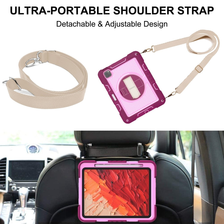 For iPad Pro 11 2024 360 Degree Rotation PC Contrast Silicone Tablet Case(Rose Red + Pink) - iPad Pro 11 2024 Cases by PMC TechLife | Online Shopping South Africa | PMC TechLife | Buy Now Pay Later Mobicred