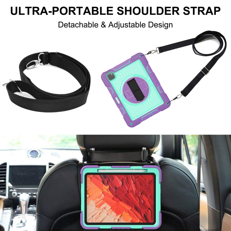 For iPad Pro 11 2024 360 Degree Rotation PC Contrast Silicone Tablet Case(Purple + Mint Green) - iPad Pro 11 2024 Cases by PMC TechLife | Online Shopping South Africa | PMC TechLife | Buy Now Pay Later Mobicred