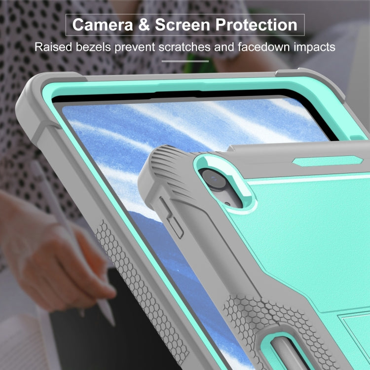 For iPad Air 11 2024 / Air 2022 10.9 Shockproof Silicone Hybrid PC Tablet Case with Holder(Mint Green + Grey) - iPad Air 11 2024 Cases by PMC TechLife | Online Shopping South Africa | PMC TechLife | Buy Now Pay Later Mobicred