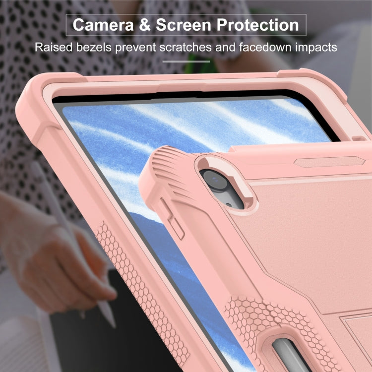 For iPad Air 11 2024 / Air 2022 10.9 Shockproof Silicone Hybrid PC Tablet Case with Holder(Rose Gold) - iPad Air 11 2025 / 2024 Cases by PMC TechLife | Online Shopping South Africa | PMC TechLife | Buy Now Pay Later Mobicred