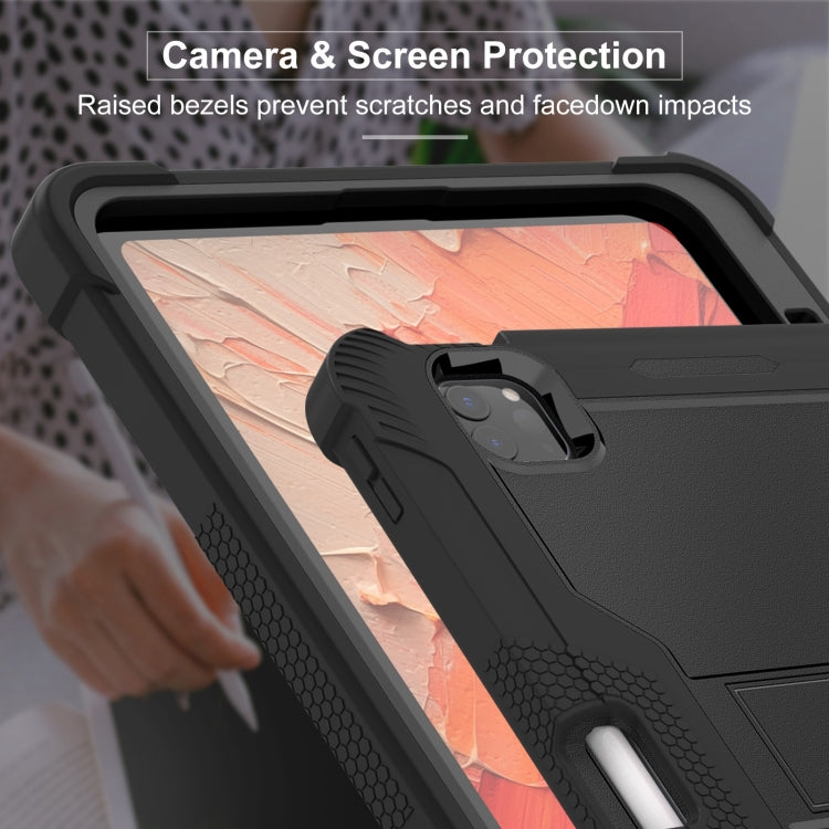 For iPad Pro 11 2024 Shockproof Silicone Hybrid PC Tablet Case with Holder(Black) - iPad Pro 11 2024 Cases by PMC TechLife | Online Shopping South Africa | PMC TechLife | Buy Now Pay Later Mobicred