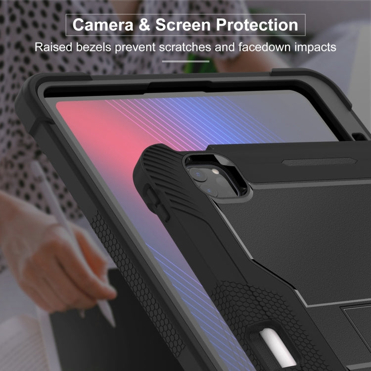 For iPad Pro 13 2024 Shockproof Silicone Hybrid PC Tablet Case with Holder(Black) - iPad Pro 13 2024 Cases by PMC TechLife | Online Shopping South Africa | PMC TechLife | Buy Now Pay Later Mobicred