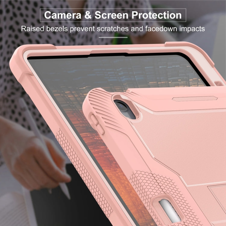 For iPad Air 13 2024 Shockproof Silicone Hybrid PC Tablet Case with Holder(Rose Gold) - iPad Air 13 2024 Cases by PMC TechLife | Online Shopping South Africa | PMC TechLife | Buy Now Pay Later Mobicred