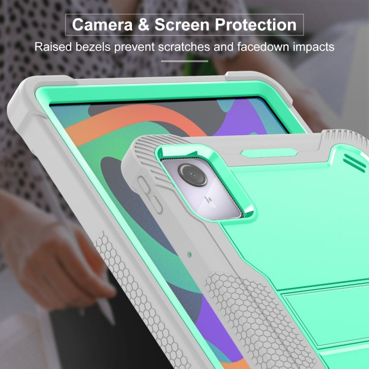 For Lenovo Tab M11 / Xiaoxin Pad 11 2024 Shockproof Silicone Hybrid PC Tablet Case with Holder(Mint Green + Grey) - Lenovo by PMC Jewellery | Online Shopping South Africa | PMC Jewellery | Buy Now Pay Later Mobicred