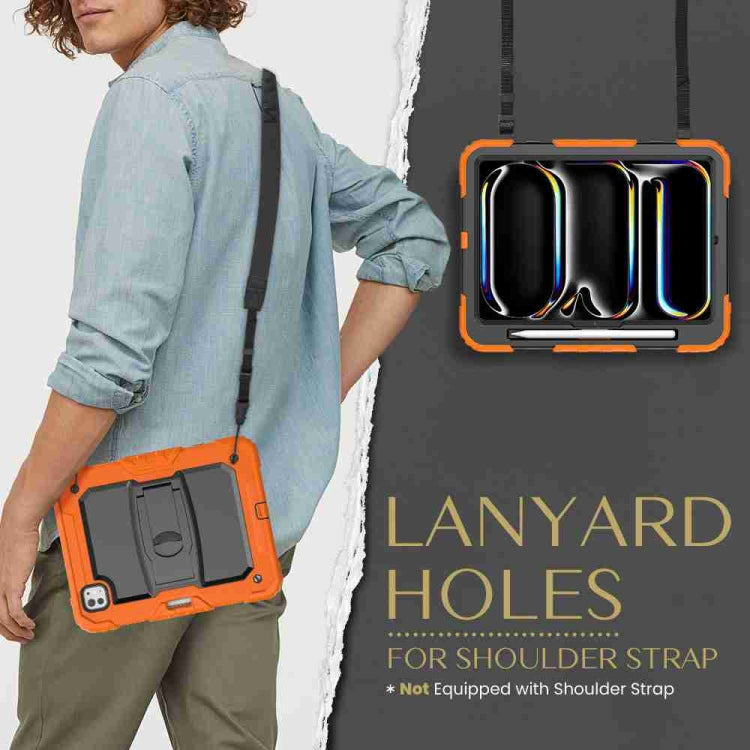 For iPad Pro 11 2024 Silicone Hydric PC Tablet Case with Shoulder Strap & Holder(Orange) - iPad Pro 11 2024 Cases by PMC TechLife | Online Shopping South Africa | PMC TechLife | Buy Now Pay Later Mobicred